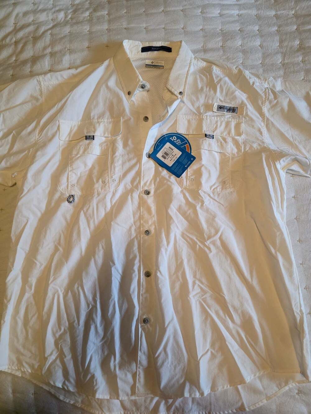 Columbia 7047 Men's White Bahama II Short-Sleeve Shirt Size XXL